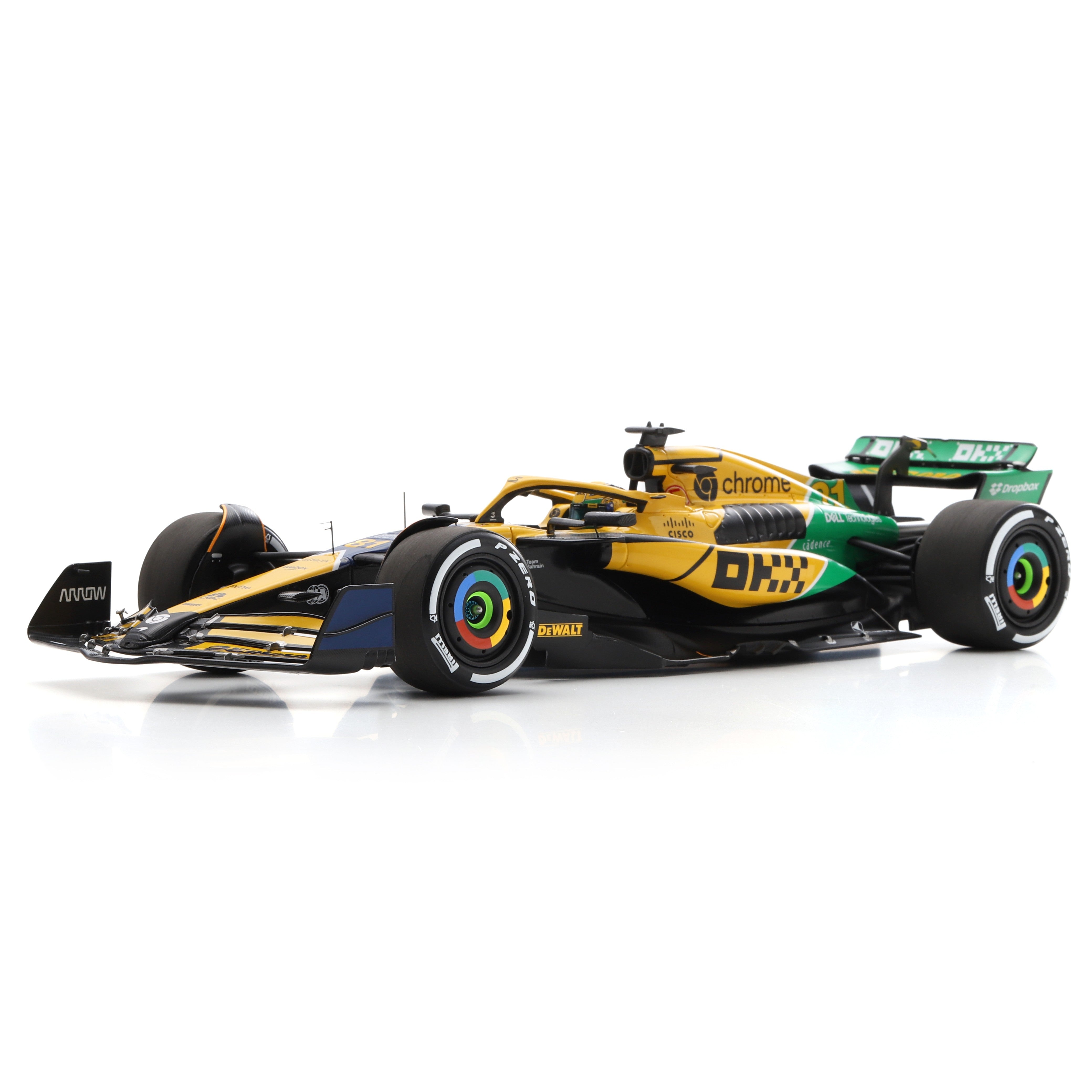 Spark McLaren Racing F1 Racing F1 MCL38 Oscar No.81 2024 Monaco GP Senna Livery Car Unisex - Yellow - 1:18 Scale