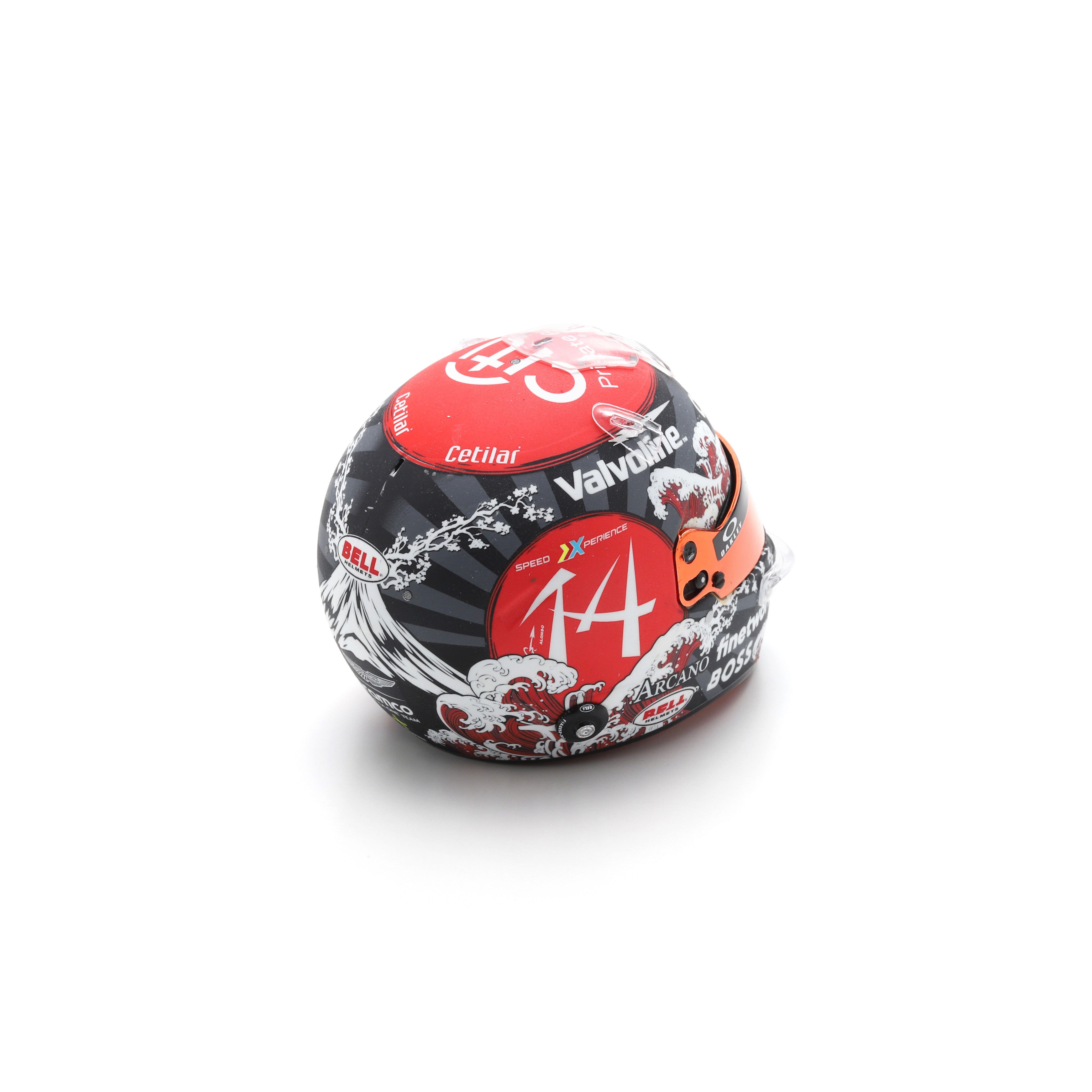 Spark Aston Martin F1 Fernando Alonso 2024 Japan GP Mini Helmet Unisex - Black - 1:5 Scale