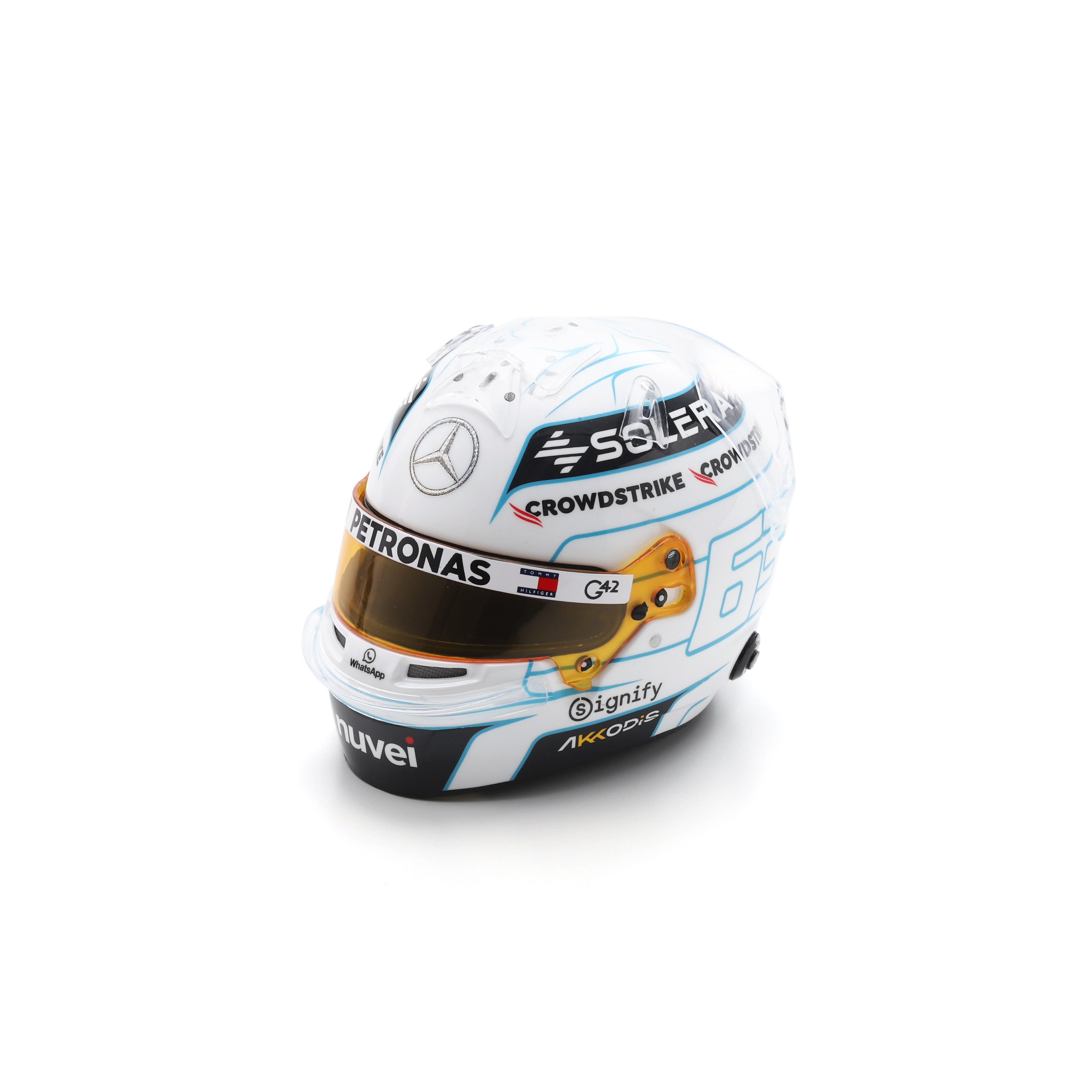 Spark Mercedes AMG Petronas F1 George Russell 2024 Qatar GP Mini Helmet Unisex - White - 1:5 Scale