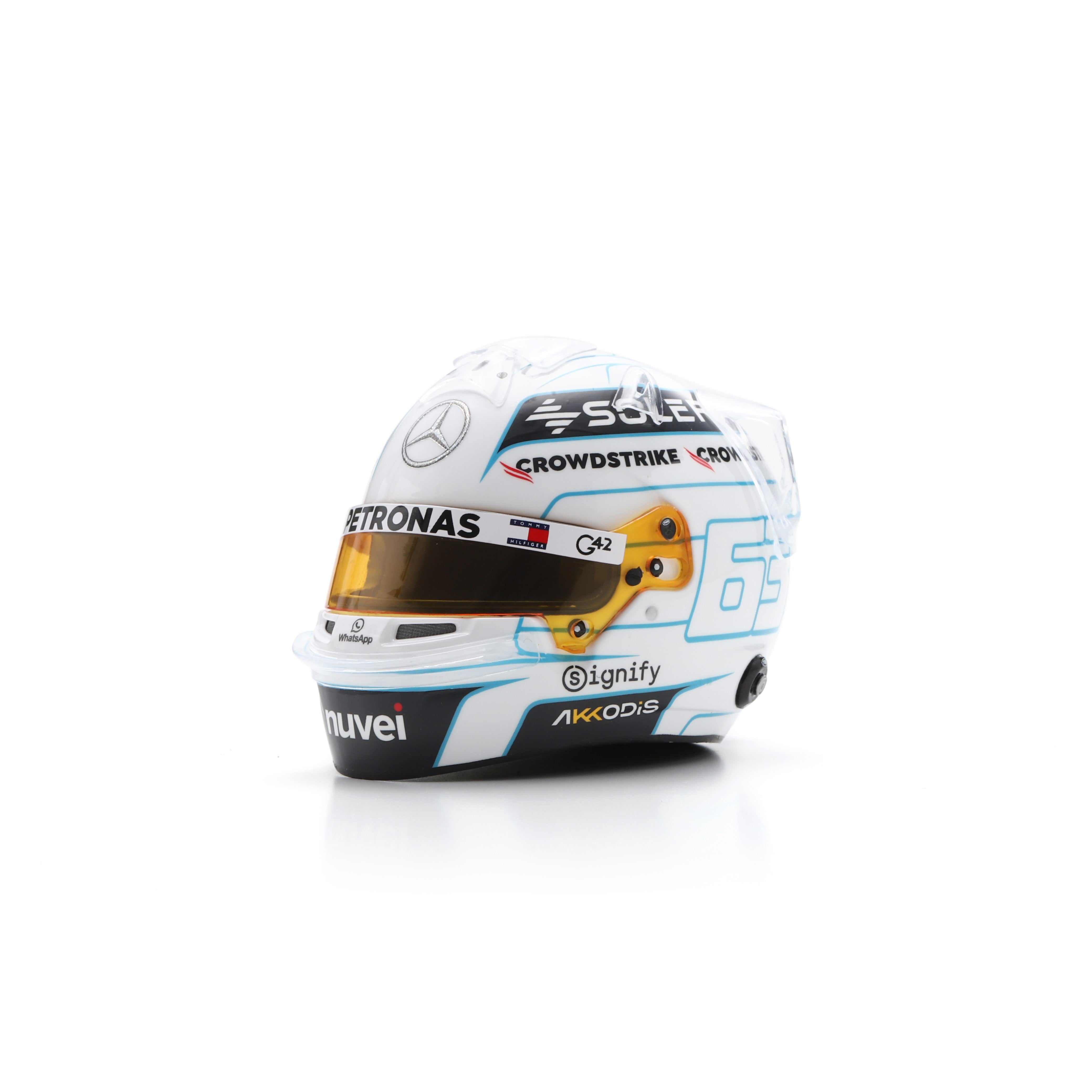 Spark Mercedes AMG Petronas F1 George Russell 2024 Qatar GP Mini Helmet Unisex - White - 1:5 Scale