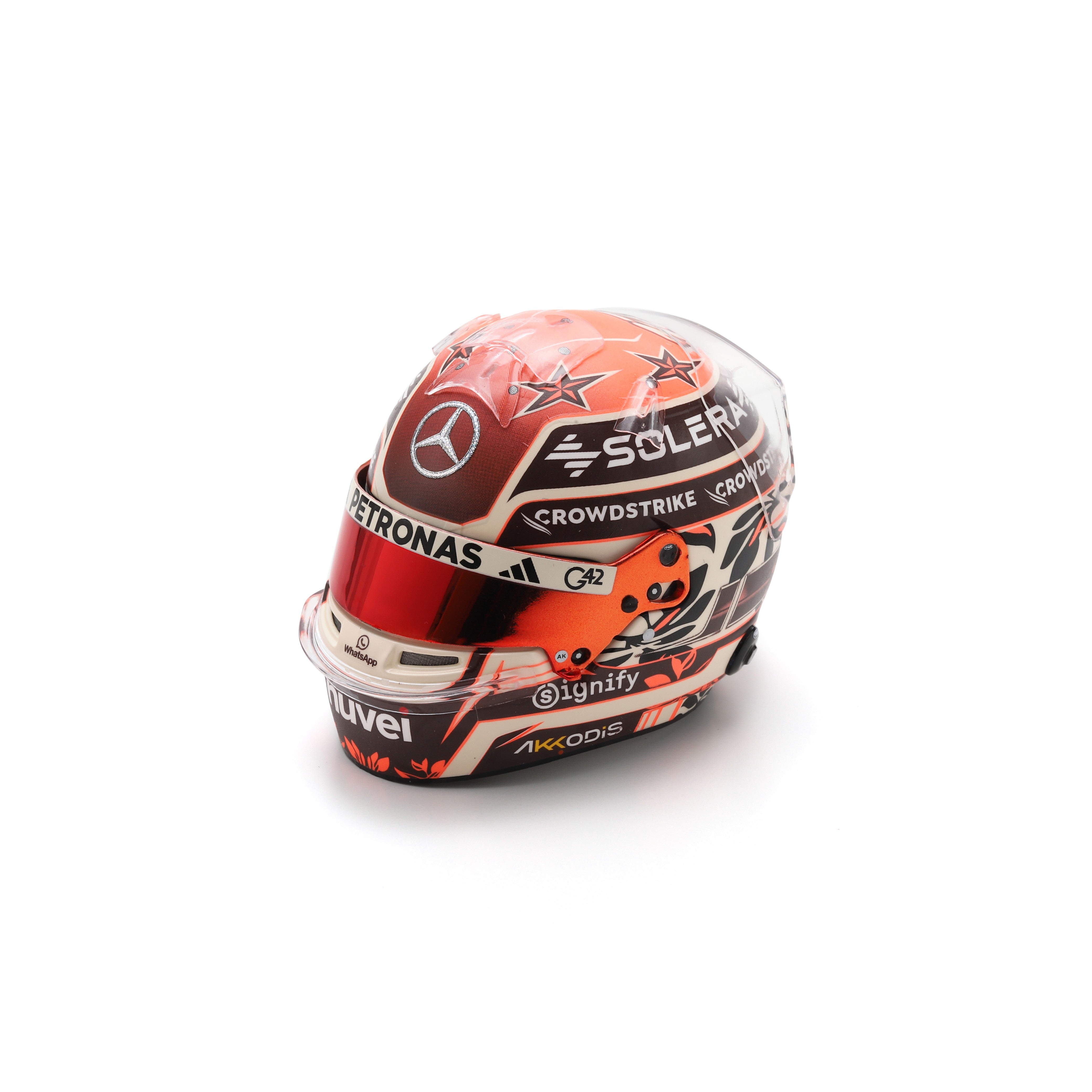 Spark Mercedes AMG Petronas F1 Team Kimi Antonelli 2025 Maimi GP Mini Helmet Adults - Multicolour - 1:5 Scale