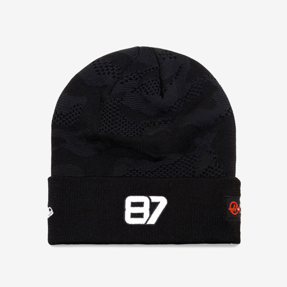 Haas F1 Rep Nico Hulkenberg Camo Cuff Beanie Adults - Black/Scarlet