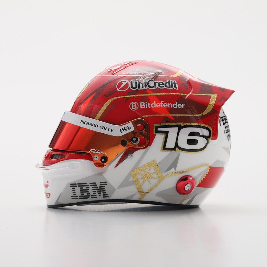 Looksmart Scuderia Ferrari F1 Team Charles Leclerc 2025 Las Vegas GP Mini Helmet Adults - Red - 1:5 Scale