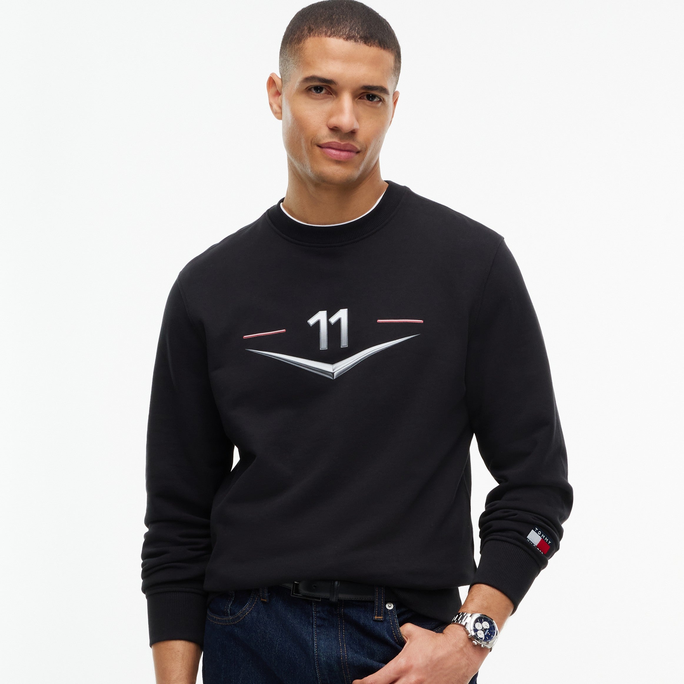Cadillac F1 X Tommy Hilfiger Drivers Chevron Crew Mens - Black